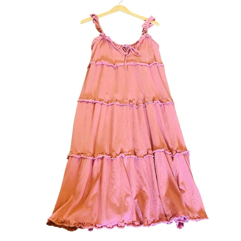 J. Crew Tiered Knit Blokette Midi Keyhole Dress Dusty Rose Cottagecore